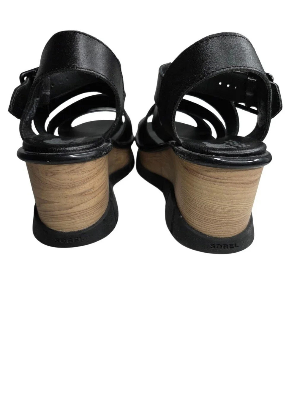 Sorel Women's Joanie III Ankle Strap Wedge Sandal Size 6 Black ￼